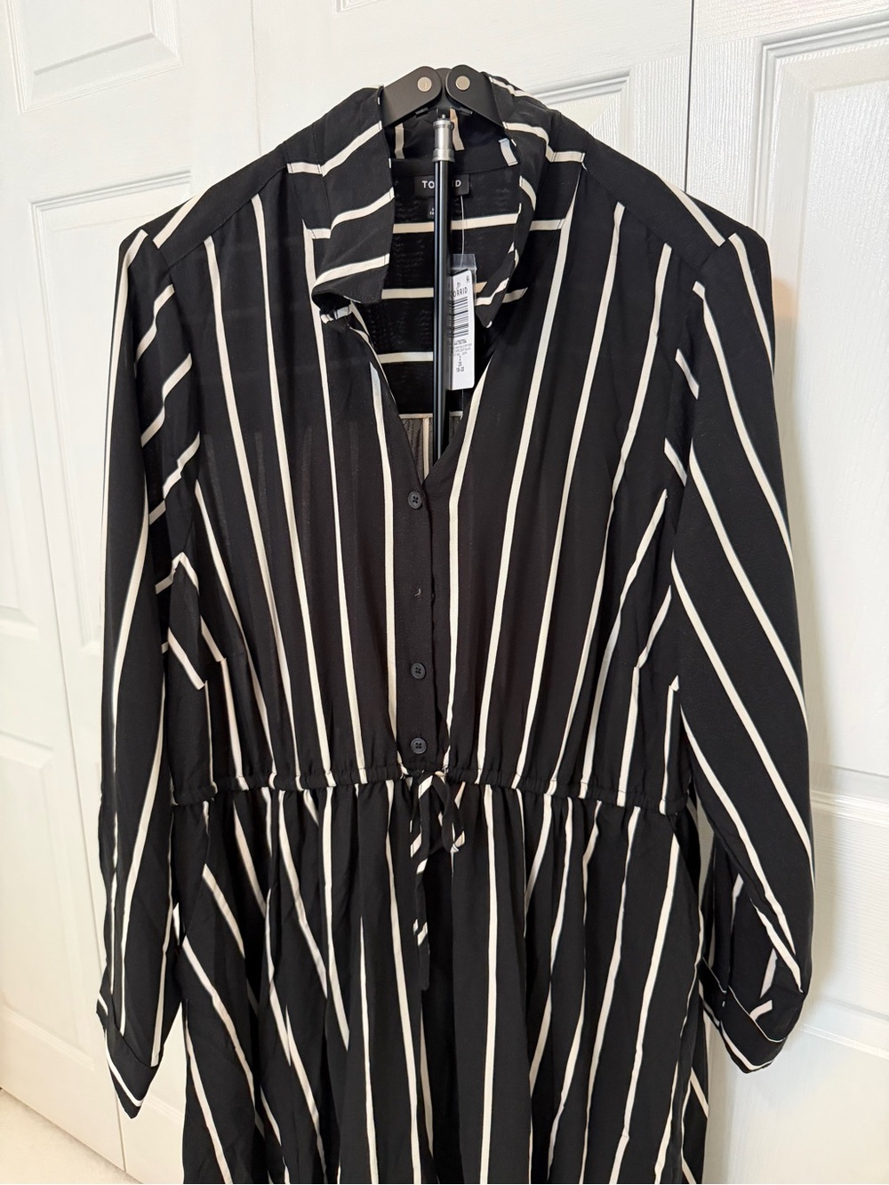 torrid Black & White Striped Midi Shirt Dress - Picture 2 of 5